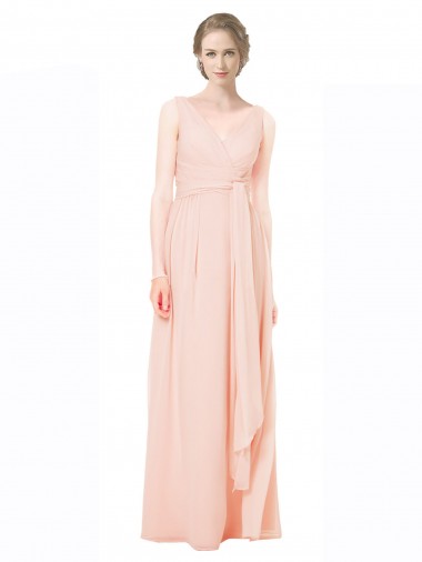 Full Length Chiffon Bridesmaid Dress with V-Front and Back Brisbane