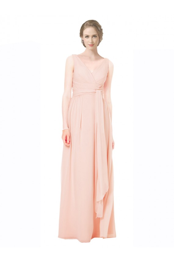 Full Length Chiffon Bridesmaid Dress with V-Front and Back Brisbane