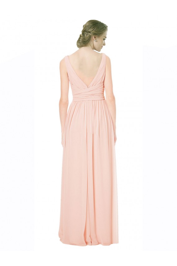Full Length Chiffon Bridesmaid Dress with V-Front and Back Brisbane