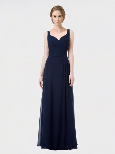 Long Chiffon Bridesmaid Dress with Sweetheart Neckline and Shoulder Straps Brisbane