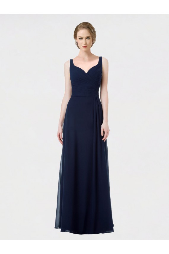 Long Chiffon Bridesmaid Dress with Sweetheart Neckline and Shoulder Straps Brisbane