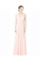 Long Chiffon Sleeveless Bridesmaid Dress with Sheer Illusion Top and V-Back Brisbane