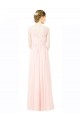 Long Chiffon Sleeveless Bridesmaid Dress with Sheer Illusion Top and V-Back Brisbane