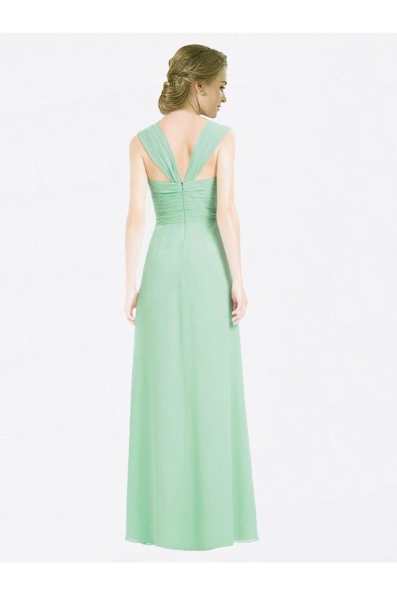Long Chiffon Bridesmaid Dress with a Sweetheart Neckline and Pleated Shoulder Straps Brisbane