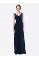 Long Chiffon V-Neck Sleeveless Bridesmaid Dress with Criss-Cross Pleated Bodice Brisbane
