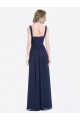 Long Chiffon V-Neck Sleeveless Bridesmaid Dress with Criss-Cross Pleated Bodice Brisbane