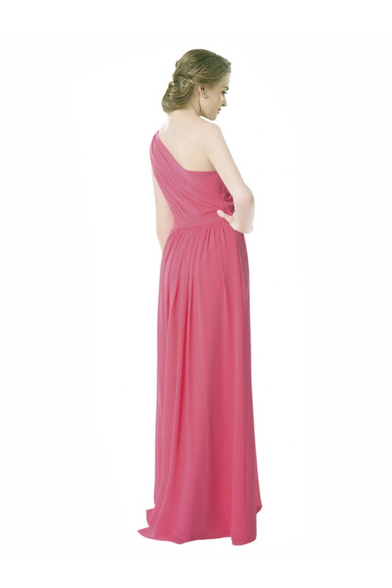 One Shoulder Chiffon Bridesmaid Dress with Asymmetrical Ruched Bodice Brisbane
