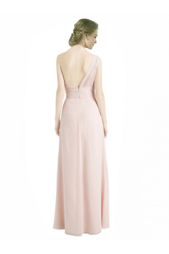 Full Length Chiffon Bridesmaid Dress with One Wide Shoulder Strap Brisbane