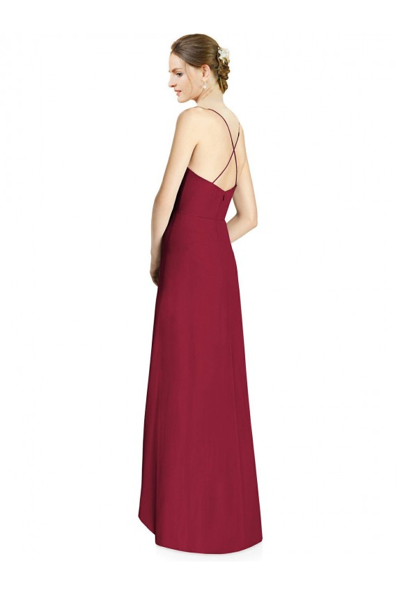 Draped V-Neck High Low Chiffon Bridesmaid Dress Brisbane