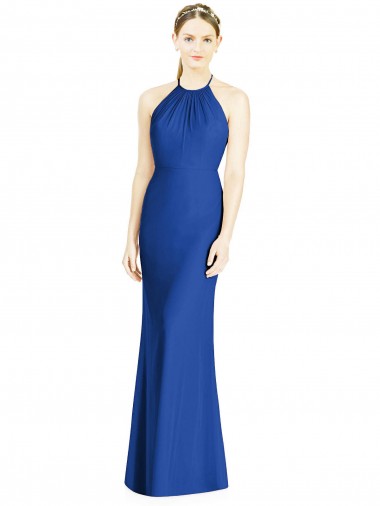 Criss Cross Low Back Halter Chiffon Bridesmaid Dress Brisbane