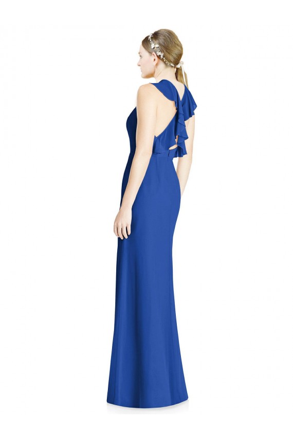 Criss Cross Low Back Halter Chiffon Bridesmaid Dress Brisbane