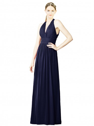 V-Neck Halter Long Open Back Chiffon Bridesmaid Dress Brisbane