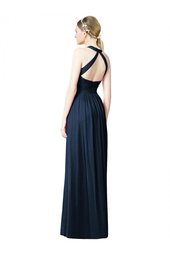 V-Neck Halter Long Open Back Chiffon Bridesmaid Dress Brisbane