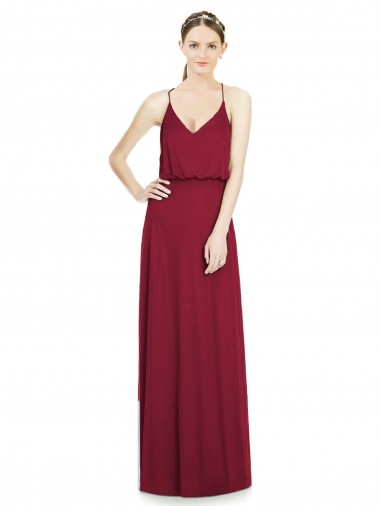 Full Length V-Neck A-Line Chiffon Boho Bridesmaid Dress Brisbane