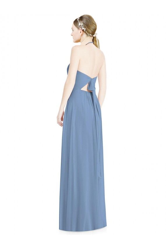 Halter Neck Tie Back Long Chiffon Bridesmaid Dress Brisbane