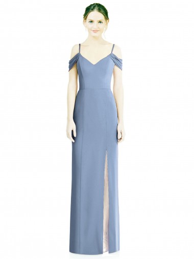 Draped Cold Shoulder Sweetheart Long Chiffon Formal Bridesmaid Dress Brisbane