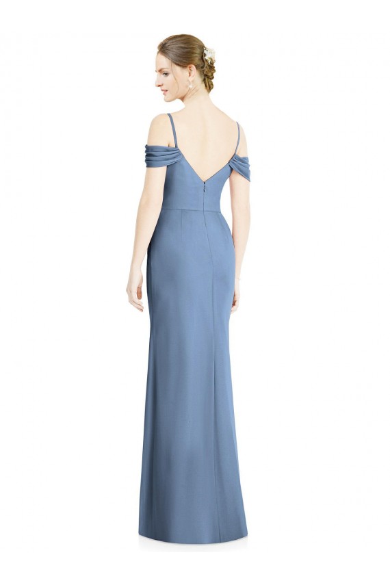 Draped Cold Shoulder Sweetheart Long Chiffon Formal Bridesmaid Dress Brisbane