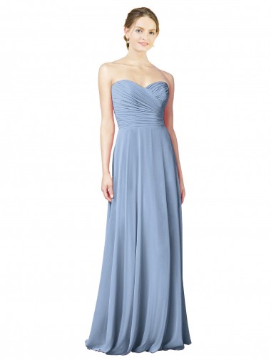 Draped Strapless Sweetheart Full Length Chiffon Bridesmaid Dress Brisbane