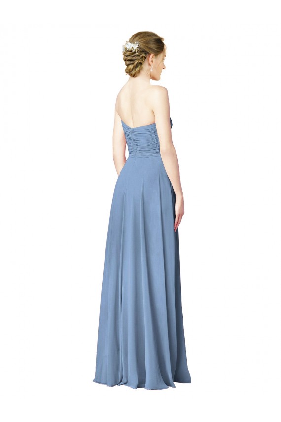Draped Strapless Sweetheart Full Length Chiffon Bridesmaid Dress Brisbane