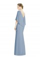 V-Back Trumpet Chiffon Bridesmaid Dress with Draped Cape Overlay Brisbane
