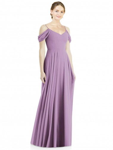 Off the Shoulder Open Cowl-Back Maxi Bridesmaid Dress Brisbane