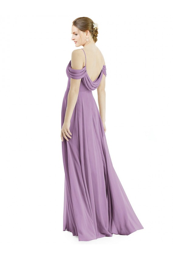 Off the Shoulder Open Cowl-Back Maxi Bridesmaid Dress Brisbane