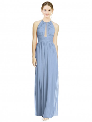 Open Back Long Chiffon Halter Bridesmaid Dress Brisbane