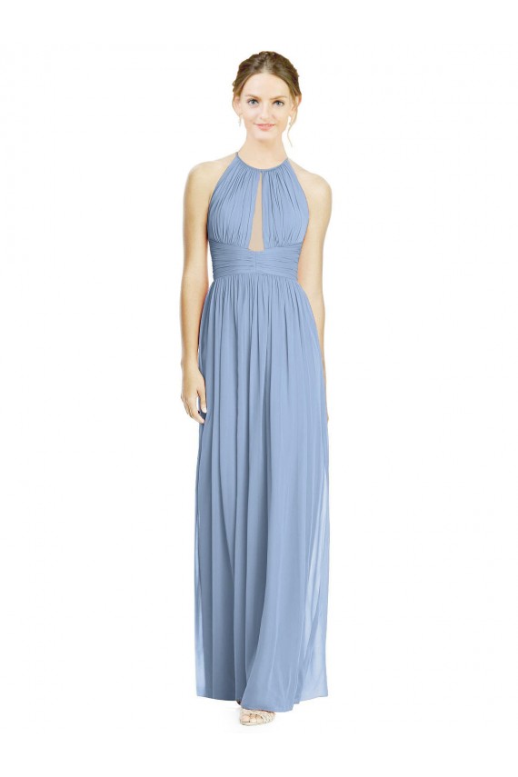 Open Back Long Chiffon Halter Bridesmaid Dress Brisbane