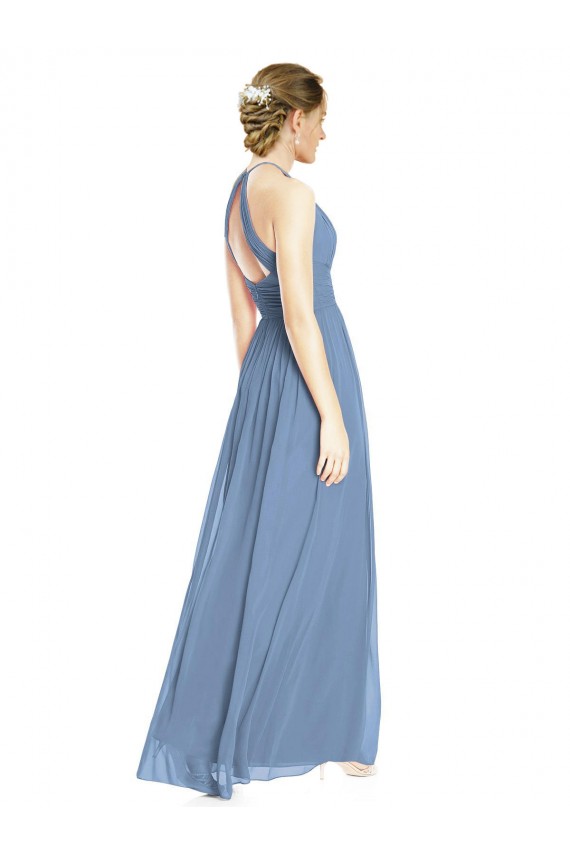 Open Back Long Chiffon Halter Bridesmaid Dress Brisbane