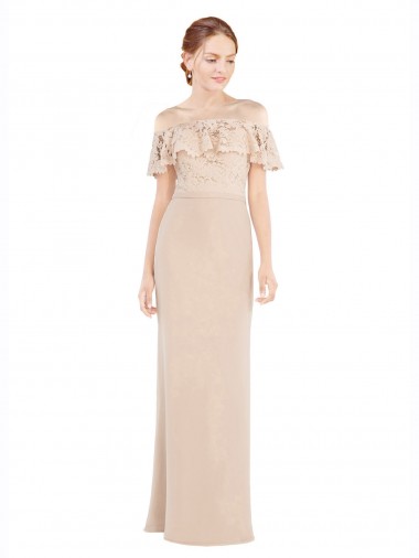 Off the Shoulder Sleeves Sheath Chiffon Bridesmaid Dress / Prom Dress Brisbane