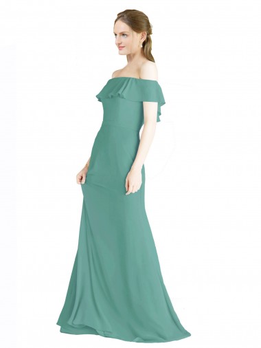 Off the Shoulder Bohemian Chiffon Bridesmaid Dress Brisbane