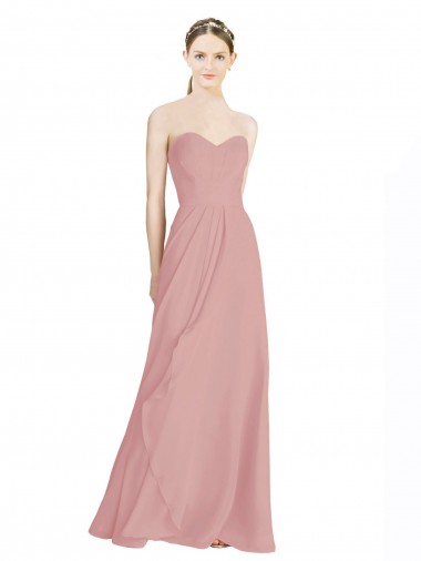 Daped A-Line Chiffon Bridesmaid Dress with Pleated Sweetheart Bodice Brisbane