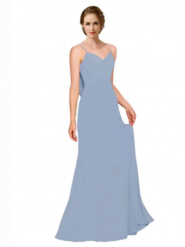 Cowl Back Long Chiffon Slip Bridesmaid Dress with Straps Brisbane