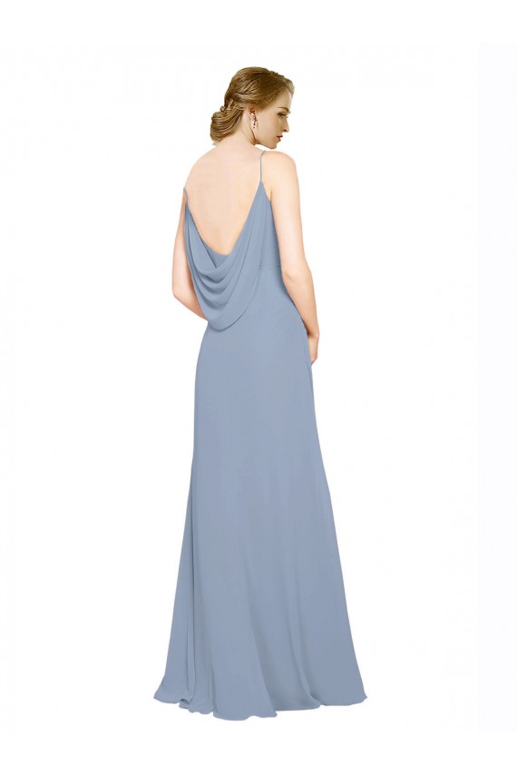 Cowl Back Long Chiffon Slip Bridesmaid Dress with Straps Brisbane