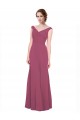 V-Neckline Long Chiffon Bridesmaid Dress with Wide V-Back Brisbane