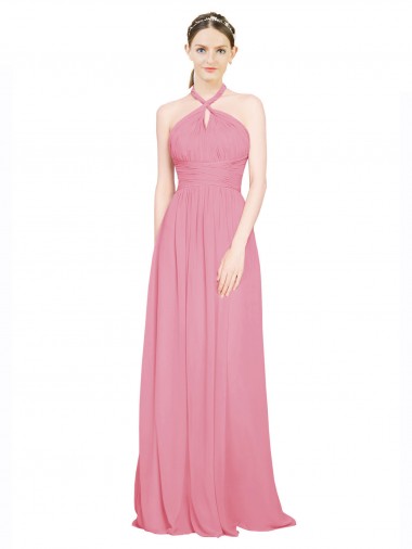 Halter Neck Keyhole A-Line Chiffon Bridesmaid Dress Brisbane