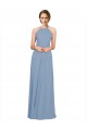 Pleated Halter Neckline A-Line Chiffon Bridesmaid with Criss Cross Back Brisbane