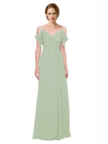 Split Cold Shoulder Draped A-Line Chiffon Bridesmaid Dress Brisbane