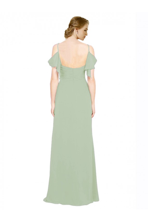 Split Cold Shoulder Draped A-Line Chiffon Bridesmaid Dress Brisbane