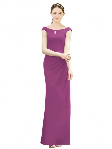 Full Length Long Chiffon Bridesmaid Dress with Boat Neck Brisbane