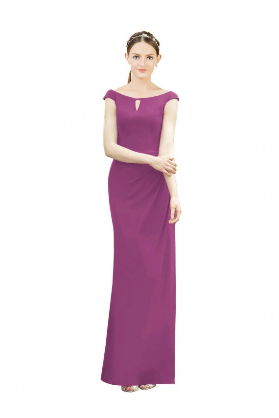 Full Length Long Chiffon Bridesmaid Dress with Boat Neck Brisbane