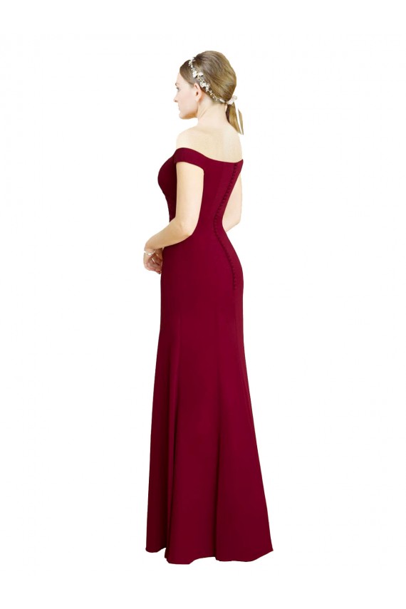 Off the Shoulder Long Chiffon Bridesmaid Dress / Prom Dress with Pleats Brisbane