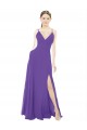 Long Chiffon A-Line Bridesmaid Dress with Deep V-Neckline and Side Slit Brisbane