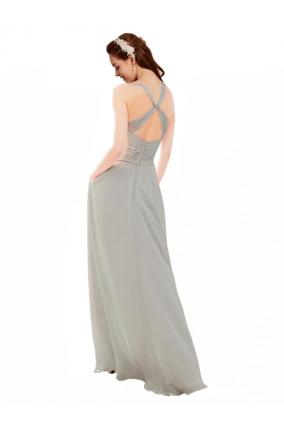 Chiffon Bridesmaid Dress with Ruched Draped Bodice Brisbane