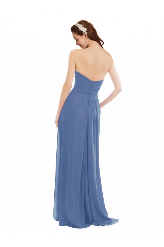 Classic Strapless Bridesmaids Dress with Draped Sweetheart Bodice and Side Slit Brisbane