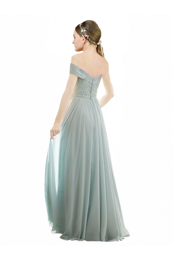 Romantic Bridesmaid Dress with Embroidered Off the Shoulder Bodice Brisbane