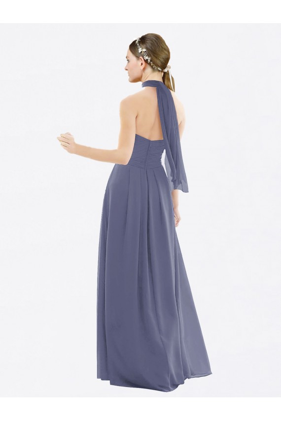 High Halter Neck Chiffon Bridesmaid Dress with Twist-Tie Brisbane