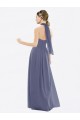 High Halter Neck Chiffon Bridesmaid Dress with Twist-Tie Brisbane