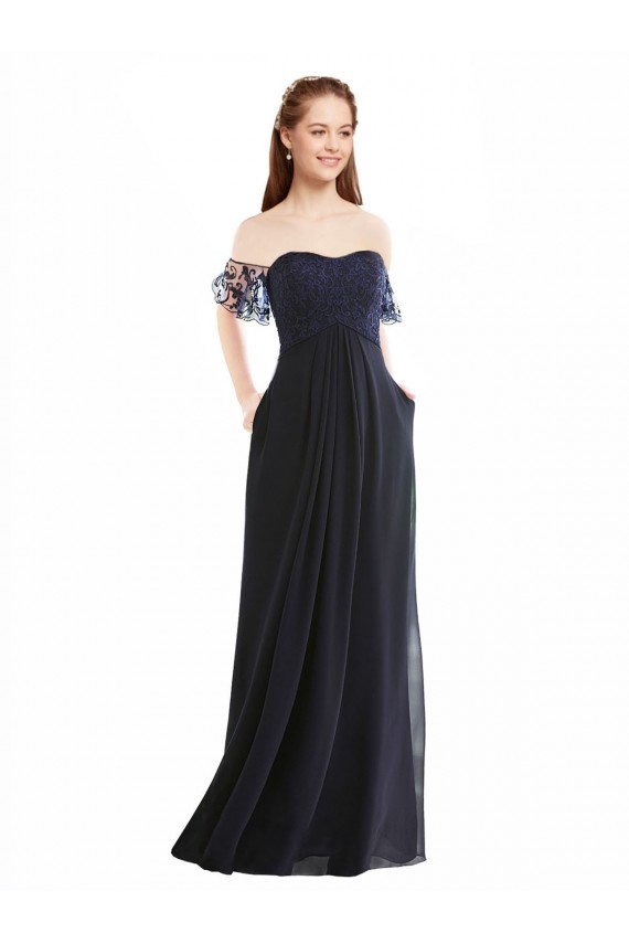 Boho Bridesmaid Dress with Beaded Embroidered Bodice and Flutter Cap Sleeves Brisbane