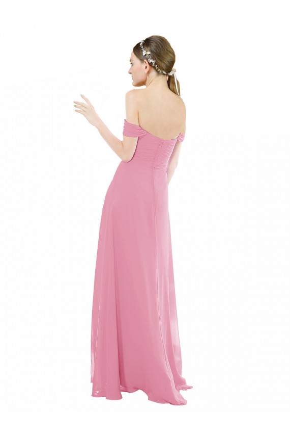 Fitted Sweetheart Bodice Chiffon Bridesmaid Dress with Draped Cap Sleeves Brisbane